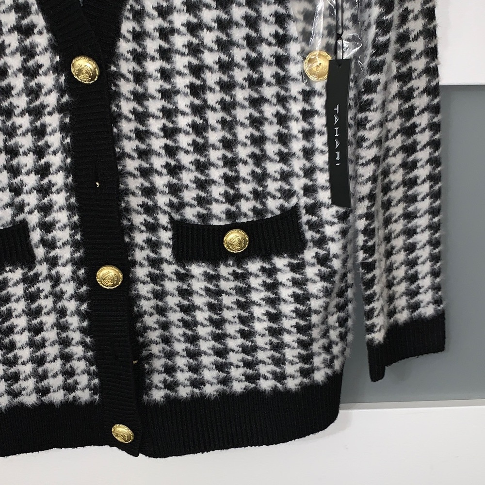 Tahari Black and White Houndstooth Sweater - Picture 3 of 5